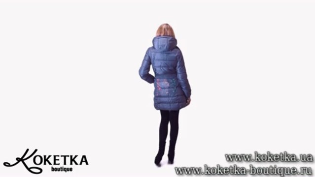 KOKETKA BOUTIQUE - Серый пуховик с рисунком на спине (2)