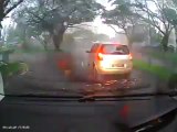 Heavy rain scene captured by Black Vue Vehicle drive Blackbox Recorder