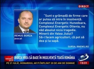 BORZA ii trimite pe mineri la sapa si vrea sa bage in insolventa TOATE COMPANIILE