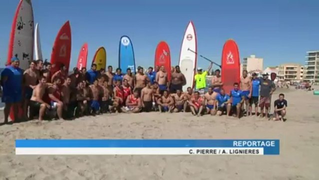 Rugby : Entraînement à la plage de Palavas-les-Flots pour le staff et les joueurs du MHR.