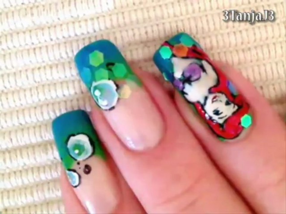 Disney: *Ariel & Flounders* Nail Art Design Tutorial