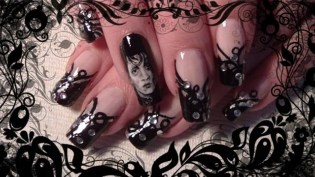 Johnny Depp; Edward Scissorhands inspired nail art