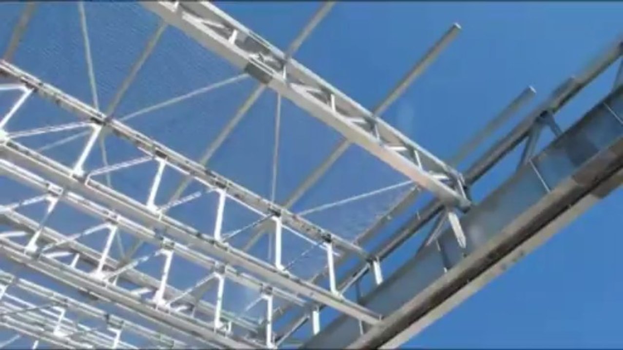 Les premiers bâtiments de l'espace de restitution de la Grotte Chauvet-Pont d'Arc