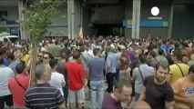 Manifestación de los trabajadores municipales griegos