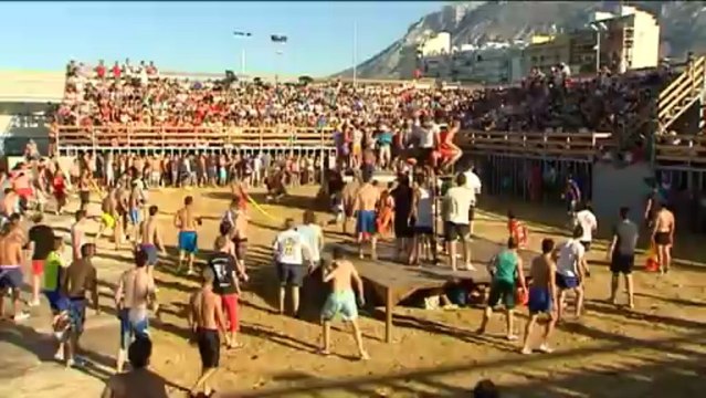 bous a la mar , una fiesta que se caracteriza por la caida del toro a las aguas del puerto de Denia