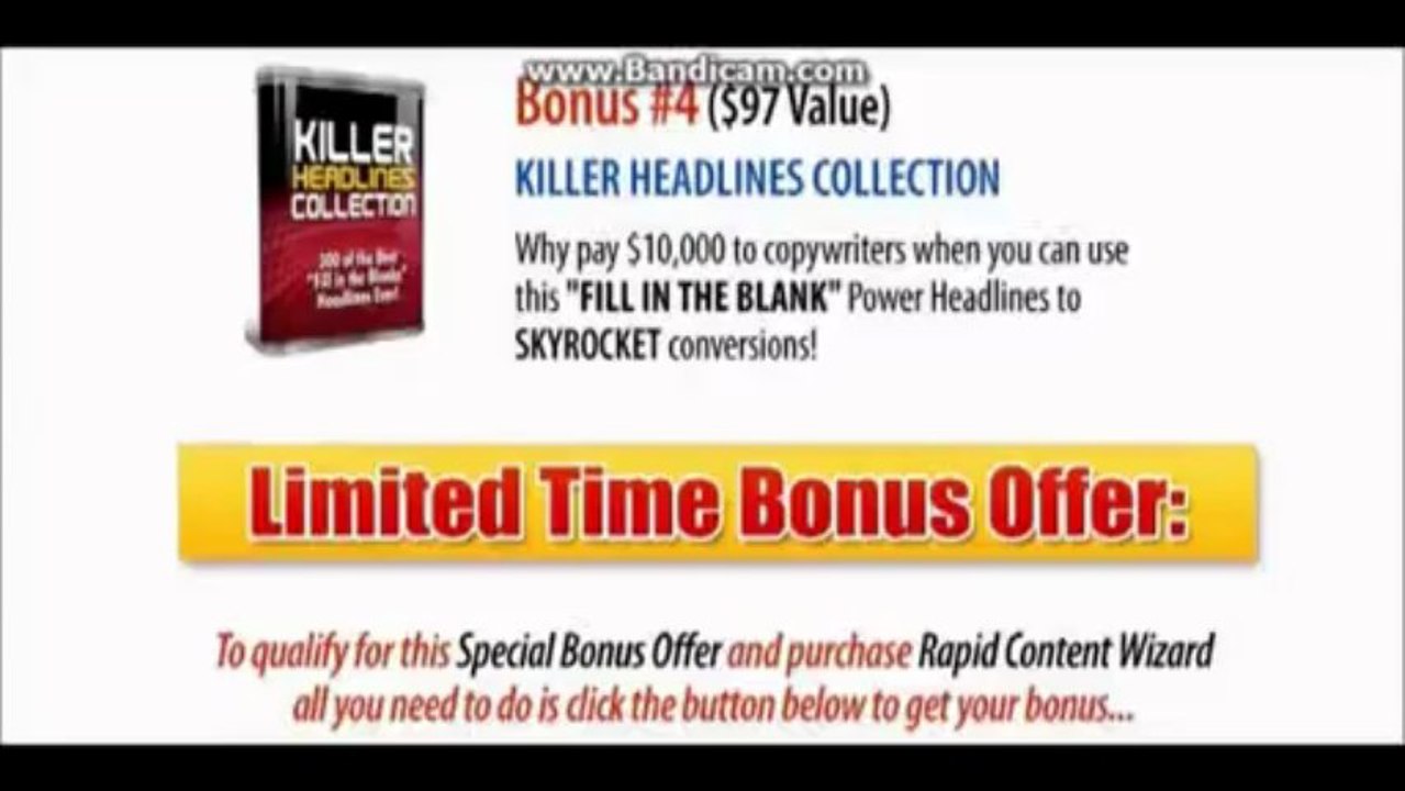 RapidContentWizard Bonuses Package Offer | content creation for seo