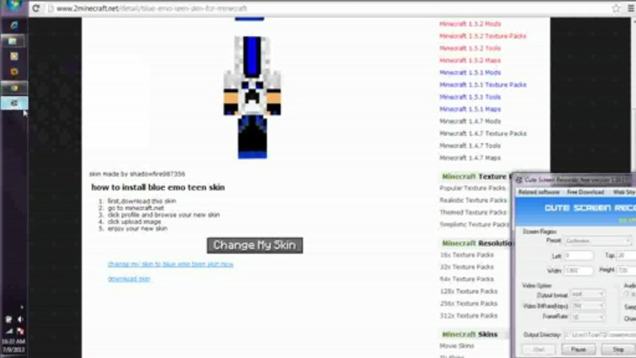Blue Emo Teen Skin for Minecraft