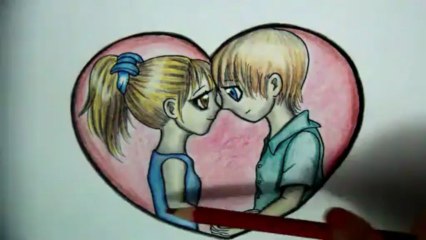 COMO DIBUJAR UNA PAREJA ENAMORADA  (Dibujo FÁCIL de amor)
