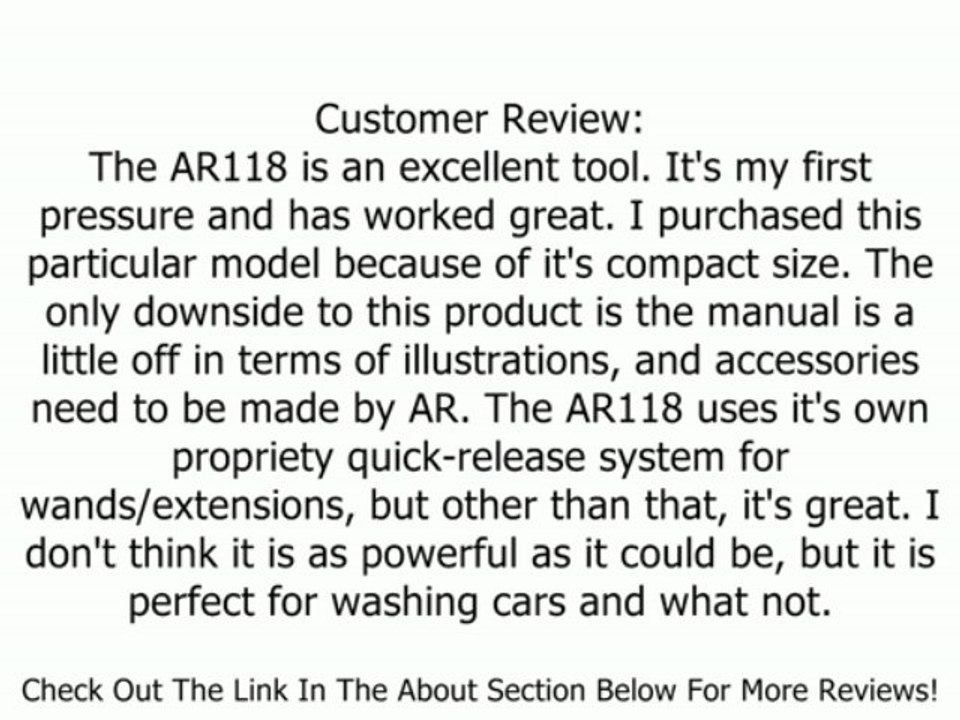 AR Blue Clean AR118 1,500 PSI 1.5 GPM Hand Carry Electric Pressure Washer Review
