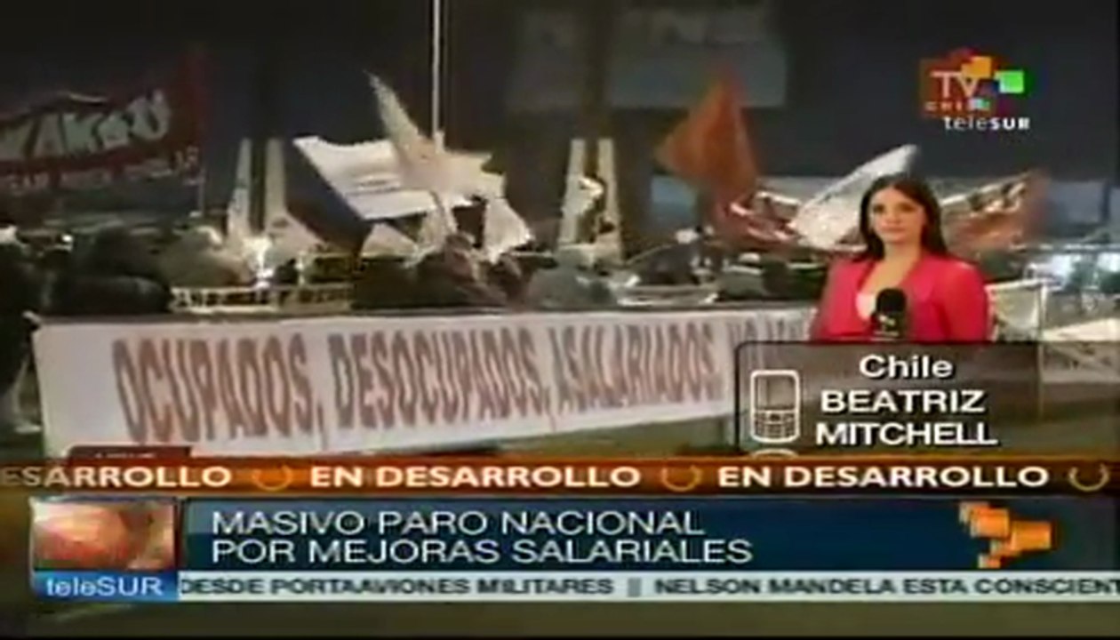 Inician paro nacional en Chile por mejoras salariales