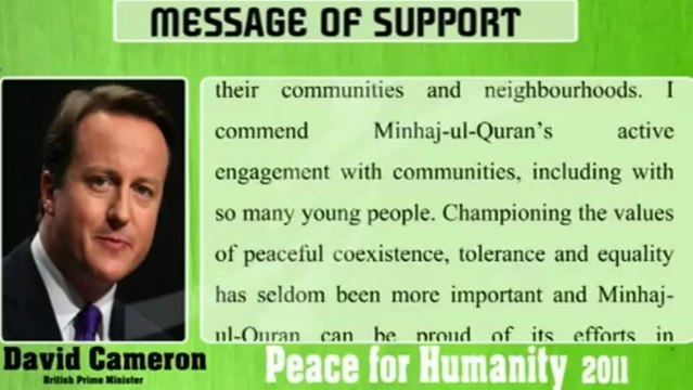 David Cameron British Prime Minister Messages of Support to Peace for Humanity Conference 24 Sept 2011 - YouTube