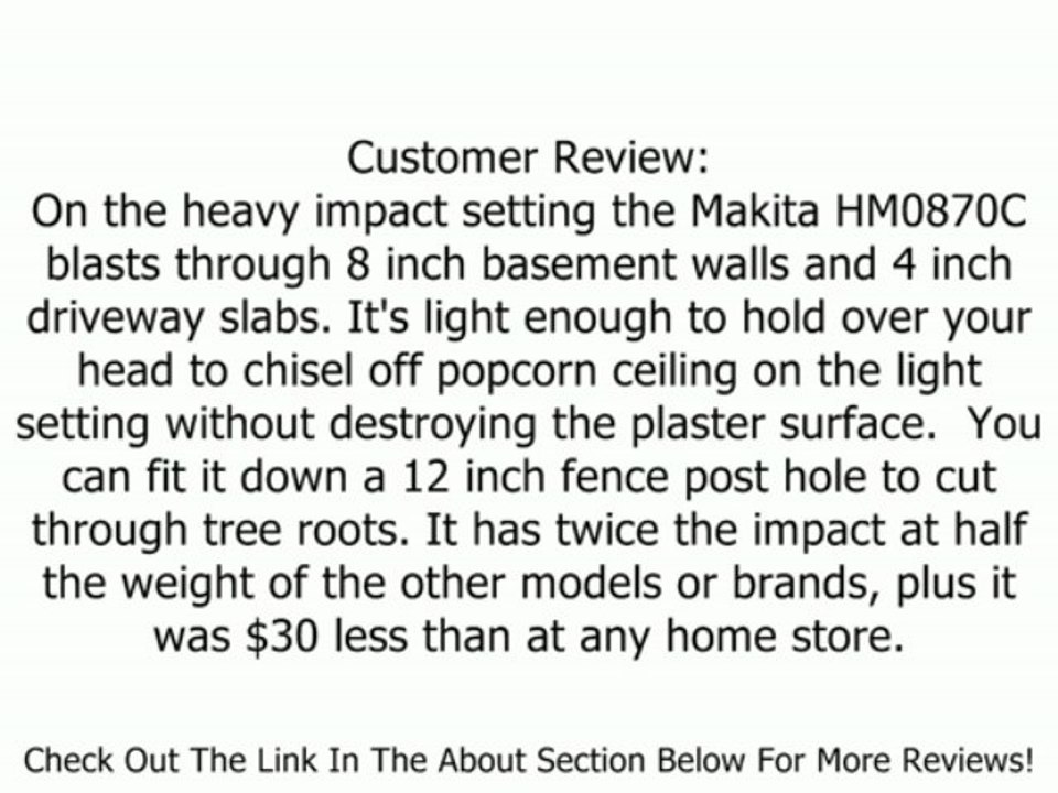 Makita HM0870C 11-Pound Demolition Hammer SDS-Max Review