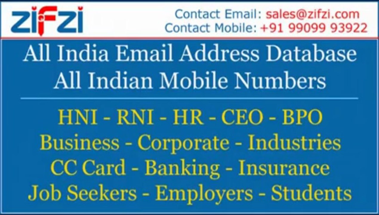 Free Email id Database India - Download Free Indian Mobile Numbers Database - Instant Dwonload Free World Email List Samples