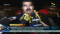 Nicolás Maduro llegó a Uruguay para asumir presidencia de Mercosur