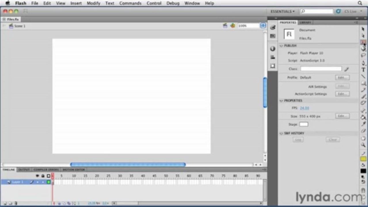 adobe flash Working with the toolbar