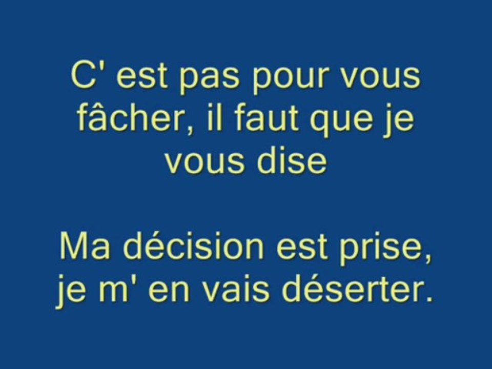 Chanson LE DESERTEUR