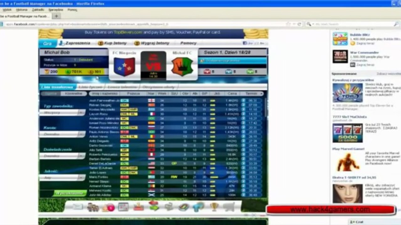 Top Eleven Hack tool Get Unlimited Tokens, Money Fans July 2013
