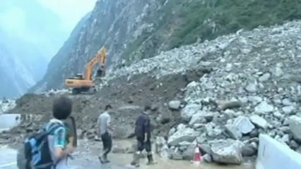 China tunnel blocked off by debris from major landslide