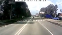 Lucky Russian Pedestrian Narrowly Avoids Death