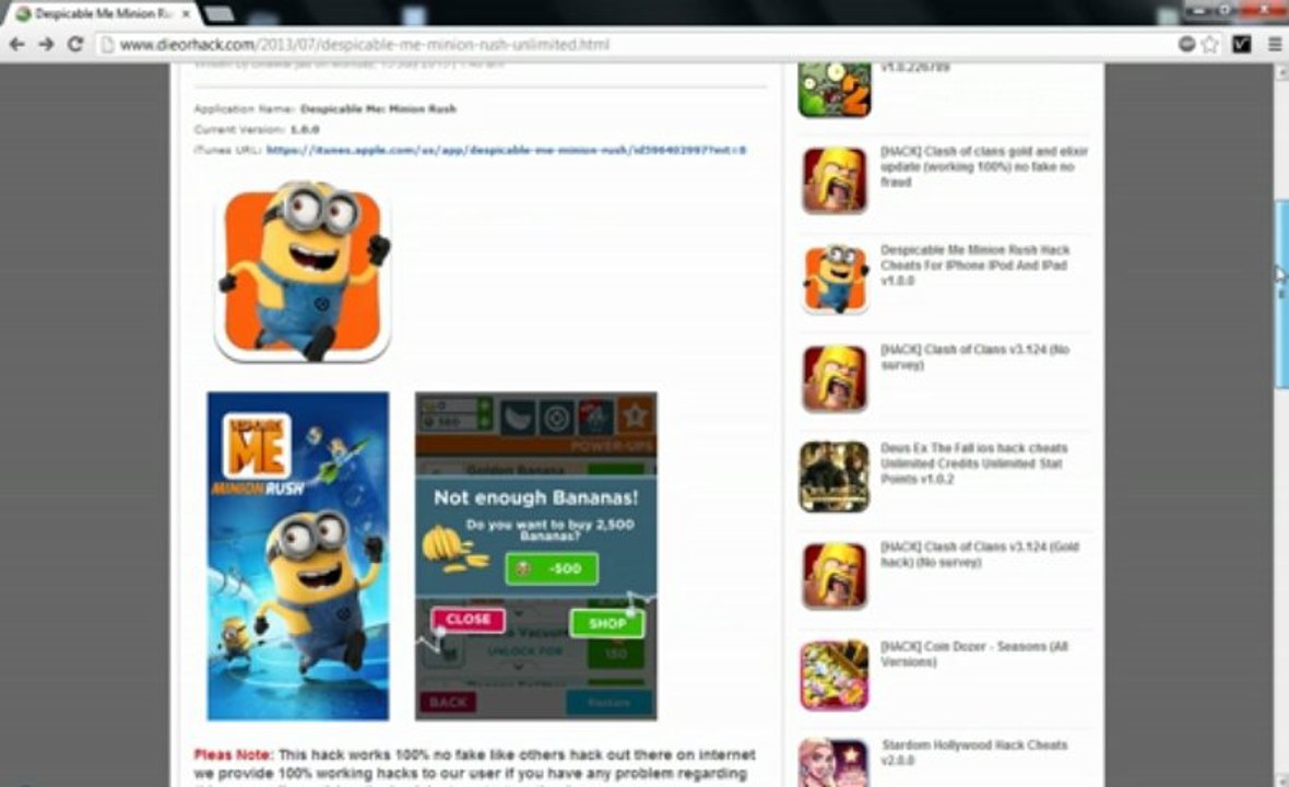 Despicable Me Minion Rush hack cheats unlimited Bananas unlimited Tokens no survey