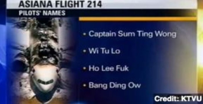 Asiana Airlines Threatens to Sue Over Prank Pilot Names