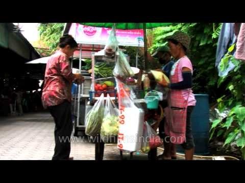 Vegetables stall on the streets of Bangkok, Thailand