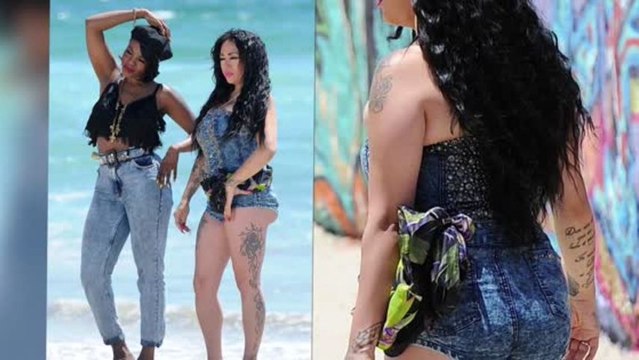 Sugababe Mutya Buena Shows Off Her Booty in Tiny Demin Playsuit on MKS Video Shoot