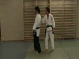 Ushiro eri dori (henka utsu) : uchi sabaki, irimi tsuki