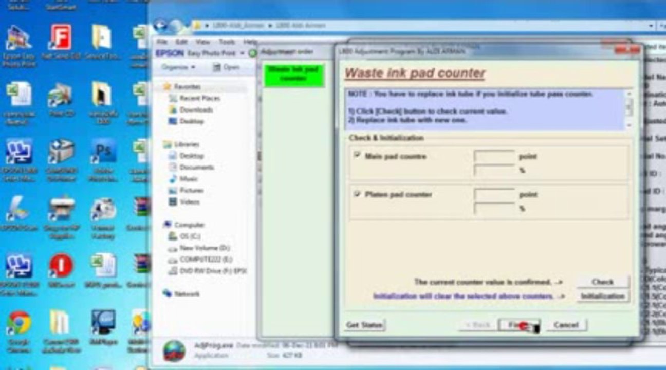 Epson L800 adjustment program