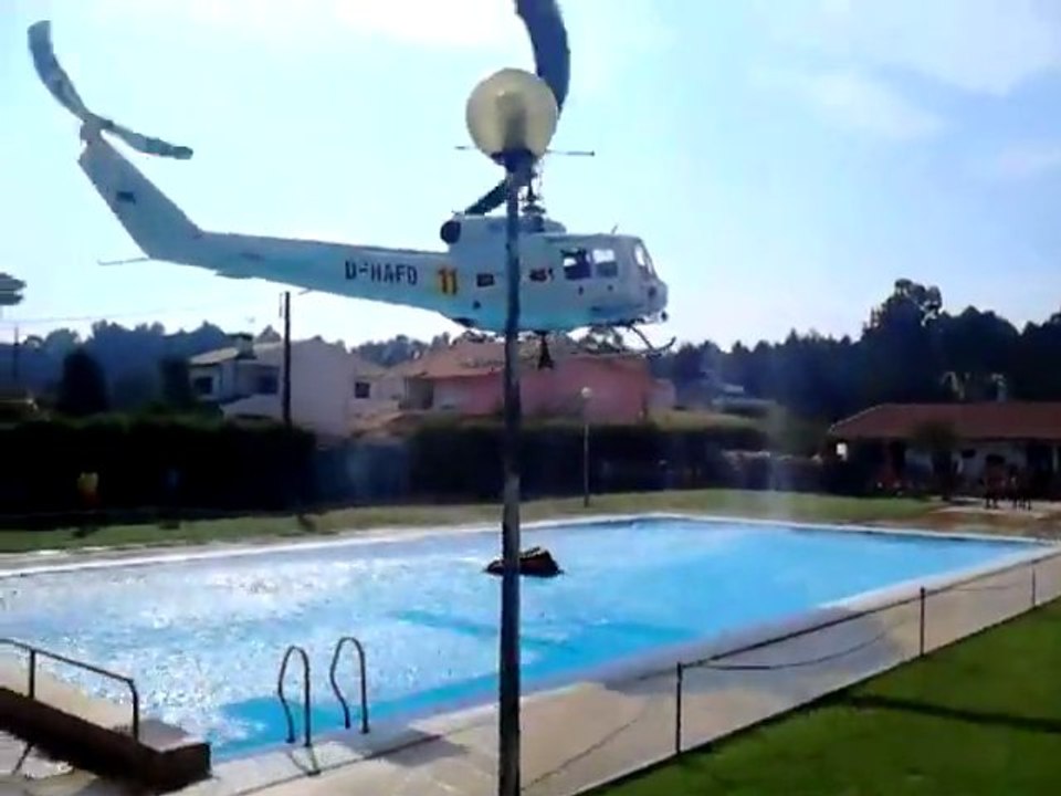 Helicopter in a pool!