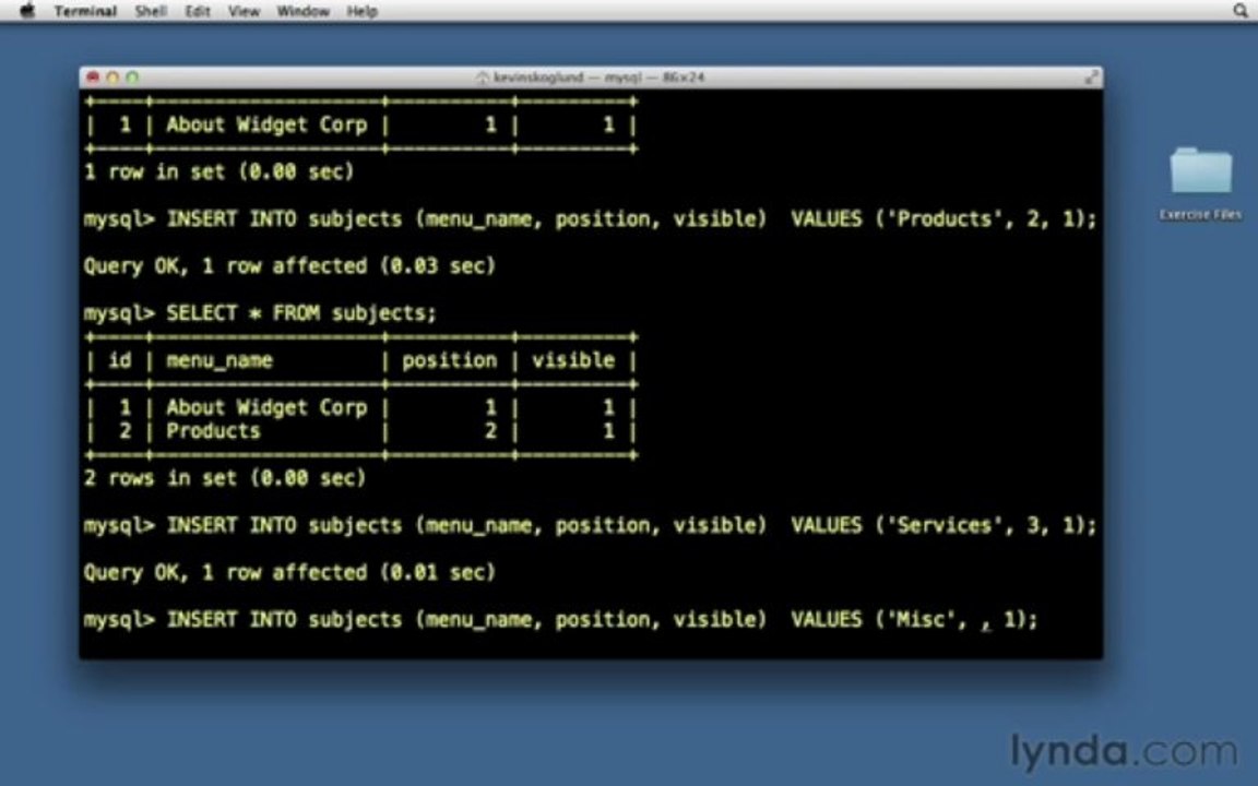 13.05.Populating a MySQL database