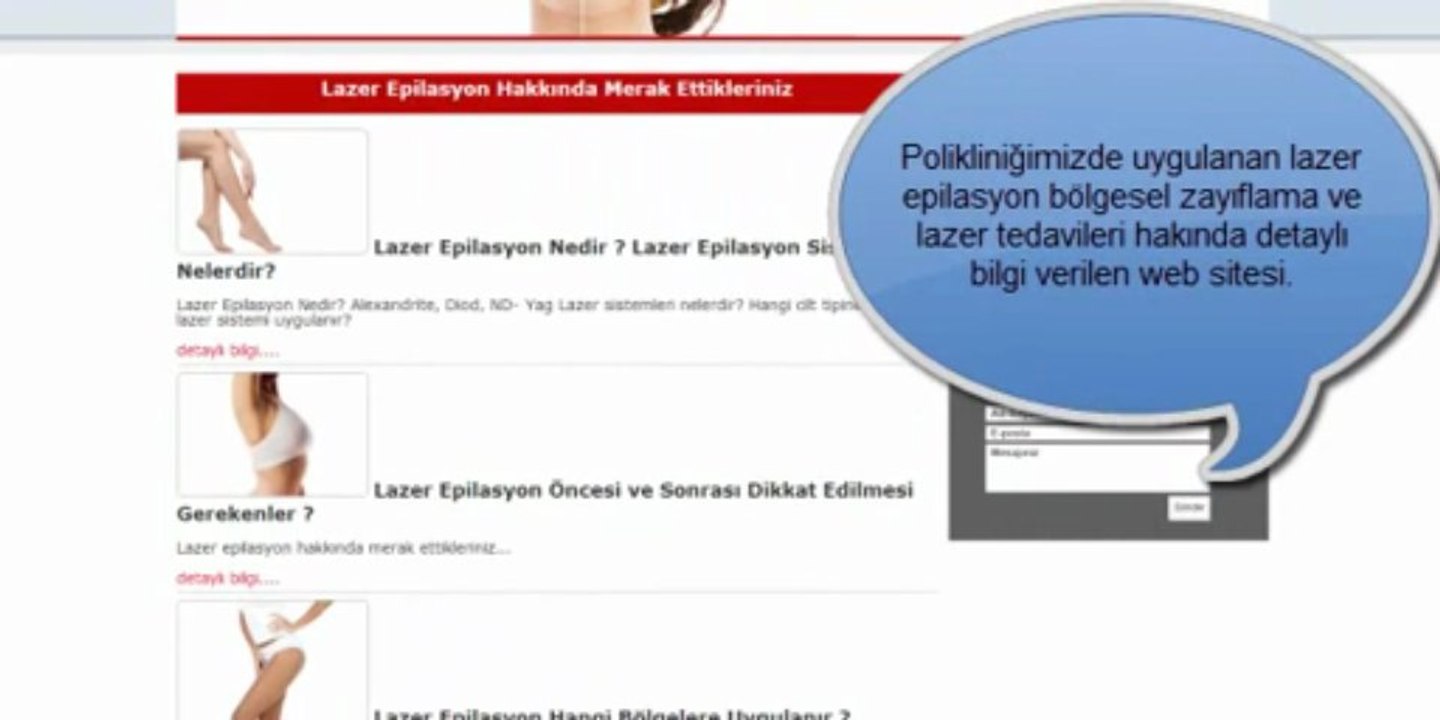 Lazer epilasyon bölgesel zayıflama lazer tedavilerini anlatan site