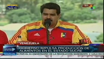 Pdte. Maduro prevé convertir a Sucre en estado productor de alimentos
