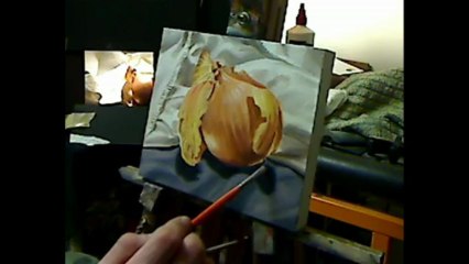 Still life painting demo - Brown onion by Ben Sherar
