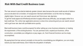 How Bad Credit Business Loans Meet Business Financial Needs