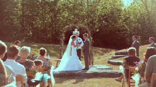 Adorable bride and groom exchange vows. WHITNEY + ADAM, A Wedding at DePauw Nature Park in Greencastle, Indiana