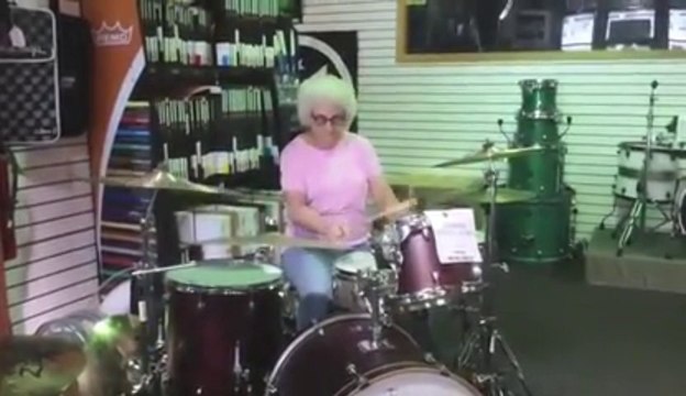 Granny plays drums!