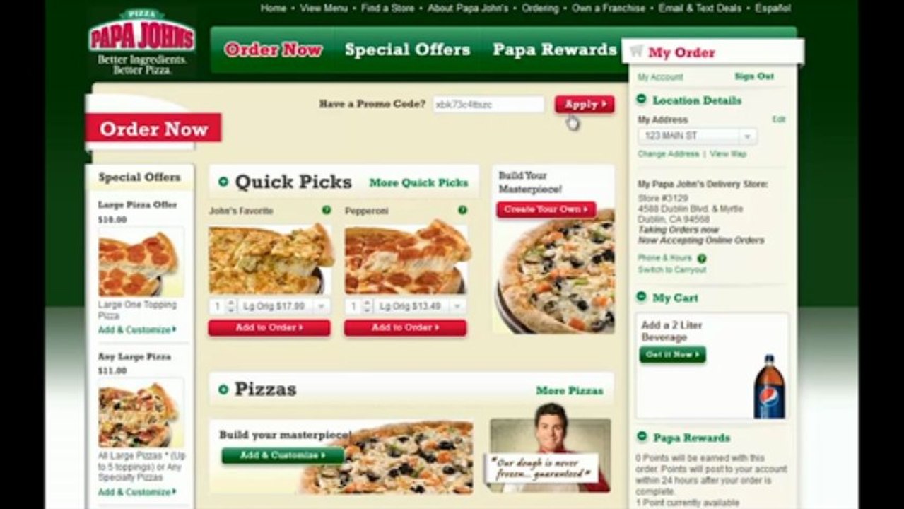 Free Papa John's Pizza Codes | 32 Codes Available | Legal and Safe | Working July 2013 | FREE PIZZA!