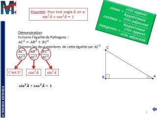 3ème - LE TRIANGLE RECTANGLE - Formules avec sinus, cosinus, tangente