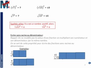 3ème - RACINES CARREES - Supprimer les racines au dénominateur