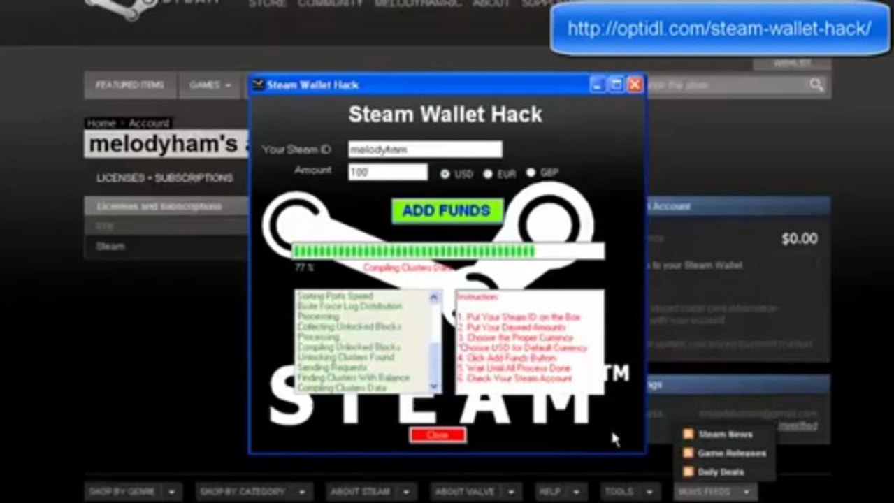 Working Steam Wallet Hack 2013 Steam Wallet Money Generator -