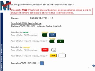 3ème - NOMBRES ENTIERS ET RATIONNELS - PGCD, Algorithme des soustractions