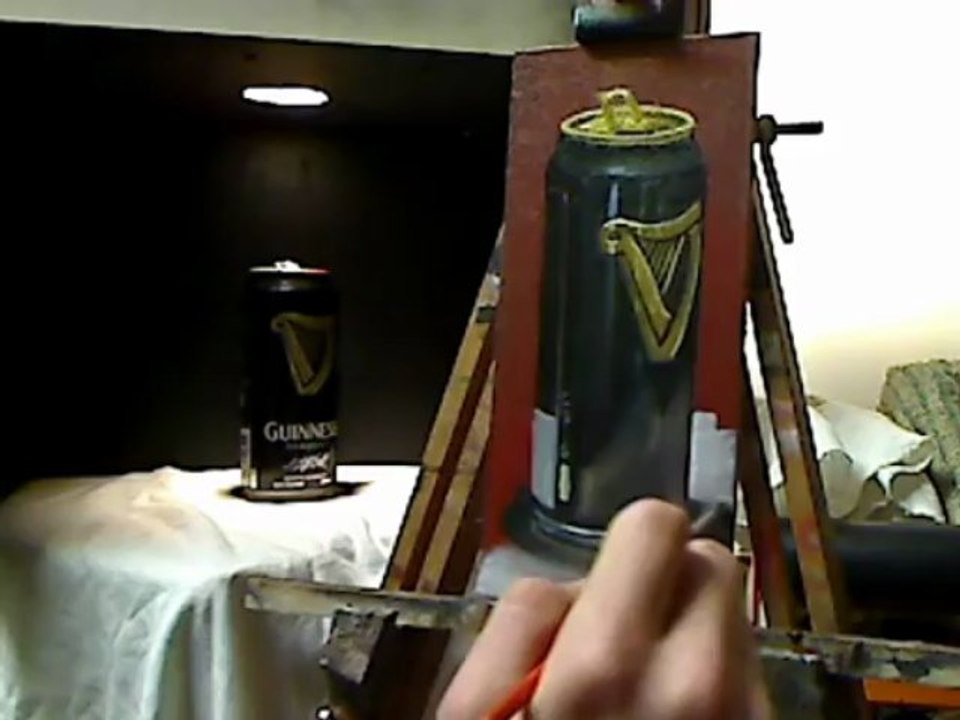 Oil painting demo - Still life of a Guinness beer can by Ben Sherar