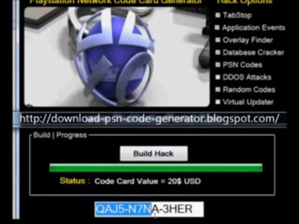 PSN code generator @ Générateur @ gratuit Télécharger Juillet - Août 2013 mettre à jour