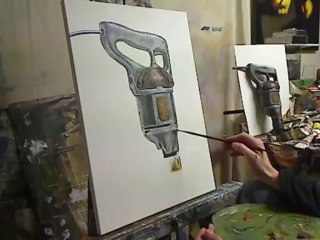 Oil painting demo - Still life, Antique drill by Ben Sherar