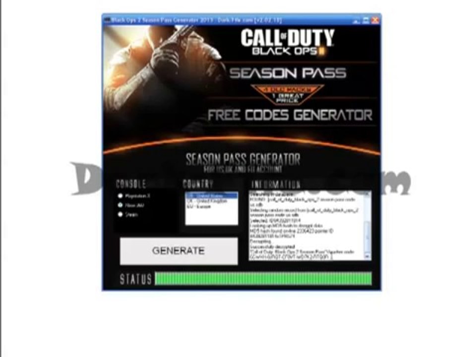 Black Ops 2 Free Season Pass - Generator PS3 XBOX PC  2013
