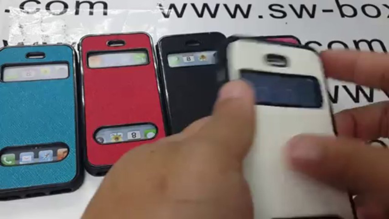 Smart View Cross Grain Leather Skin Folio Flip Case With Front Cover For iPhone 5