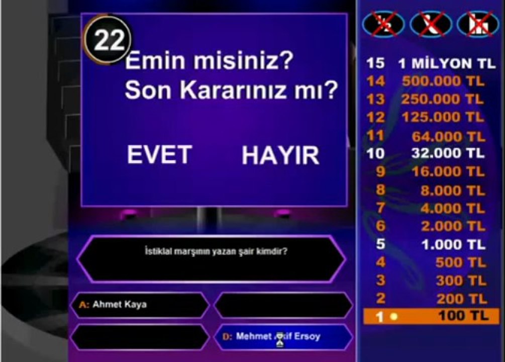 Kim Milyoner Olmak İster Oyunu