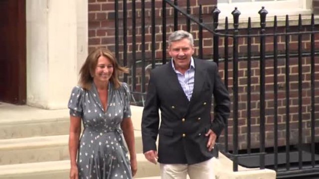 Michael and Carole Middleton leaving the hospital after seeing their grandson for the first time, London UK.