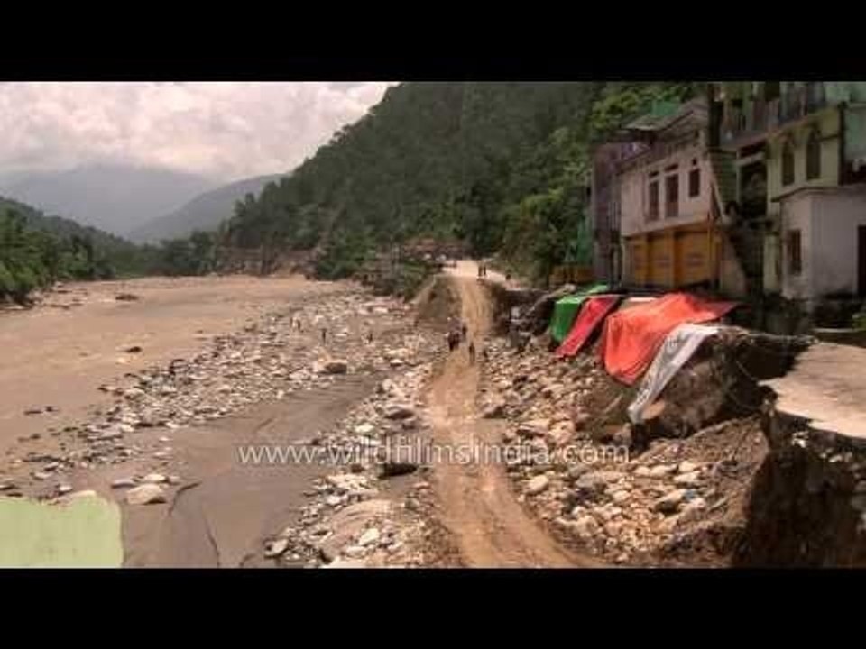 Temporary road constructed for commuting in Agastyamuni
